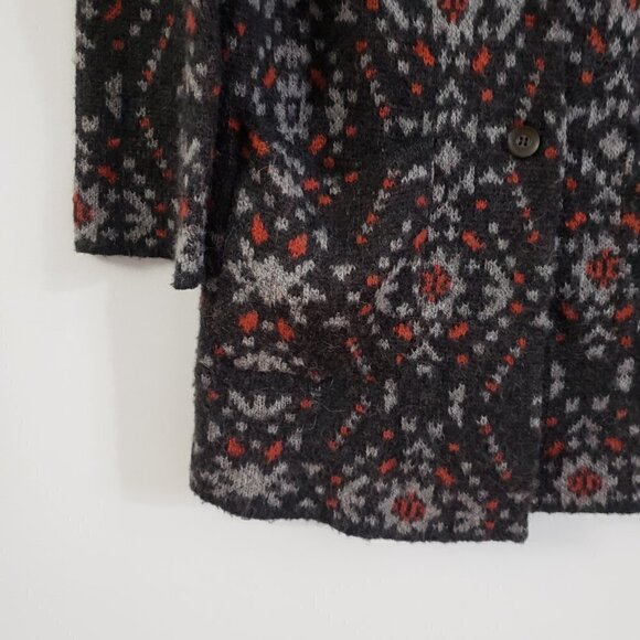 Free People Navajo Style Alpaca Wool Blend Blazer Cardigan Sz M Red Grey - Picture 7 of 11